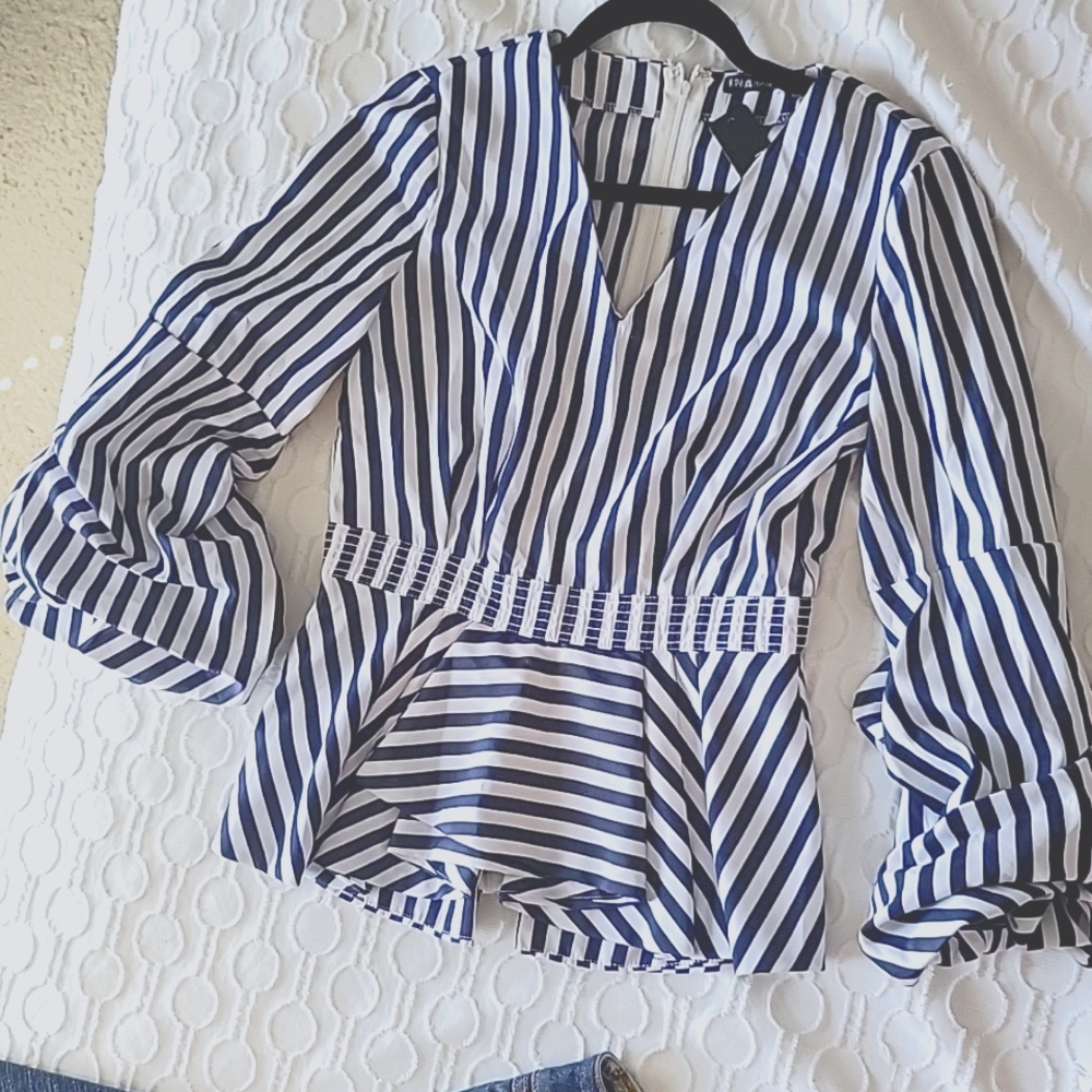 Navy blue and white stripped Blouse